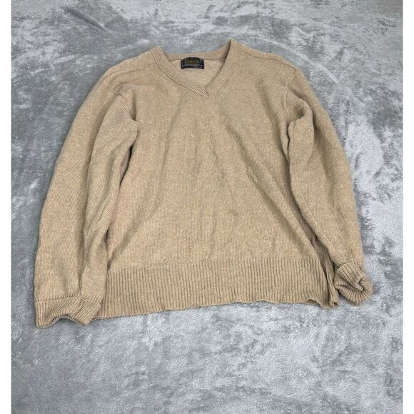 Vintage 80s Campus Wool Pullover Sweater Men's Size Medium Beige - Picture 1 of 8